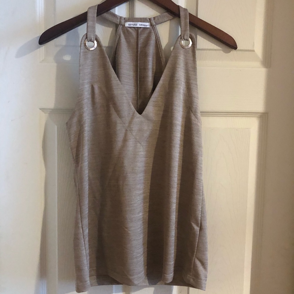 Zara Sleeveless V Neck Top
